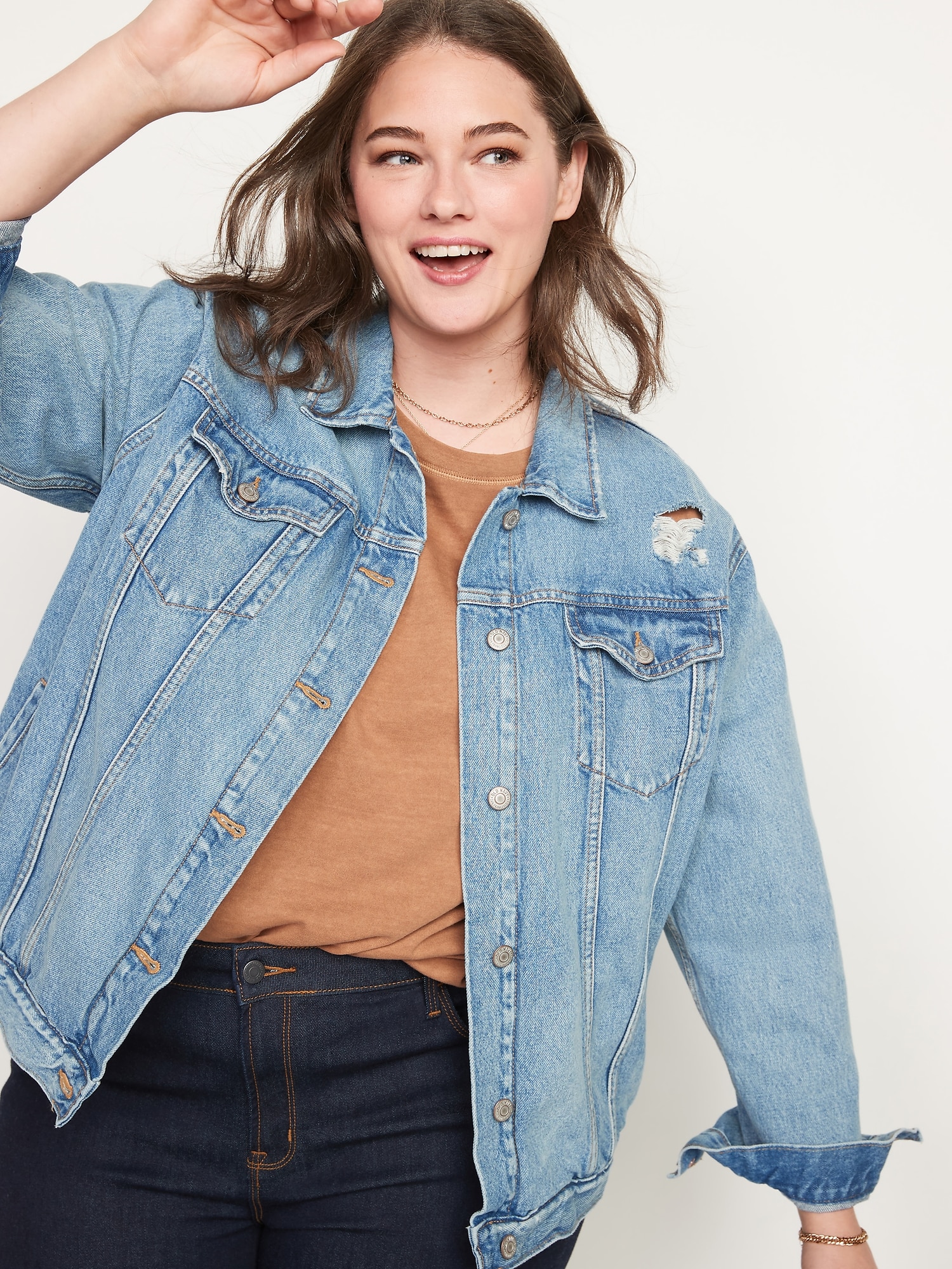 Boyfriend Distressed Light-Wash Jean Jacket for Women | Old Navy