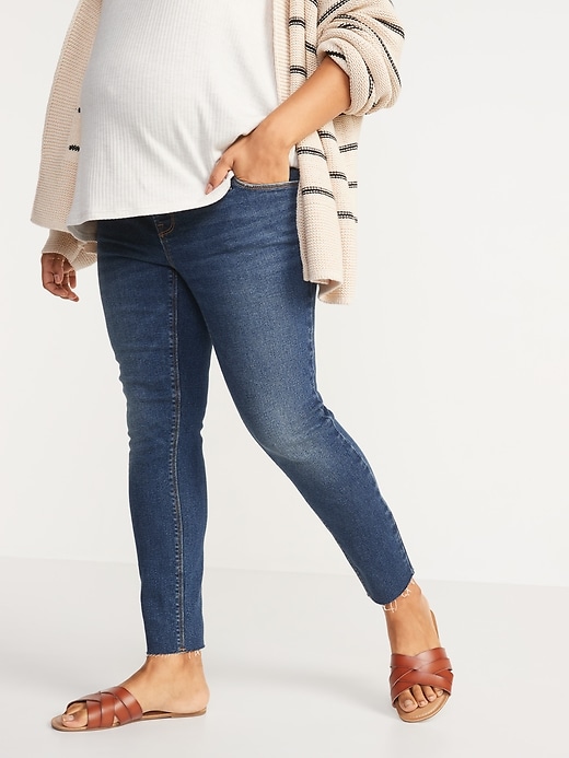 Maternity Premium Full Panel Rockstar Super Skinny Cut-Off Jeans | Old Navy