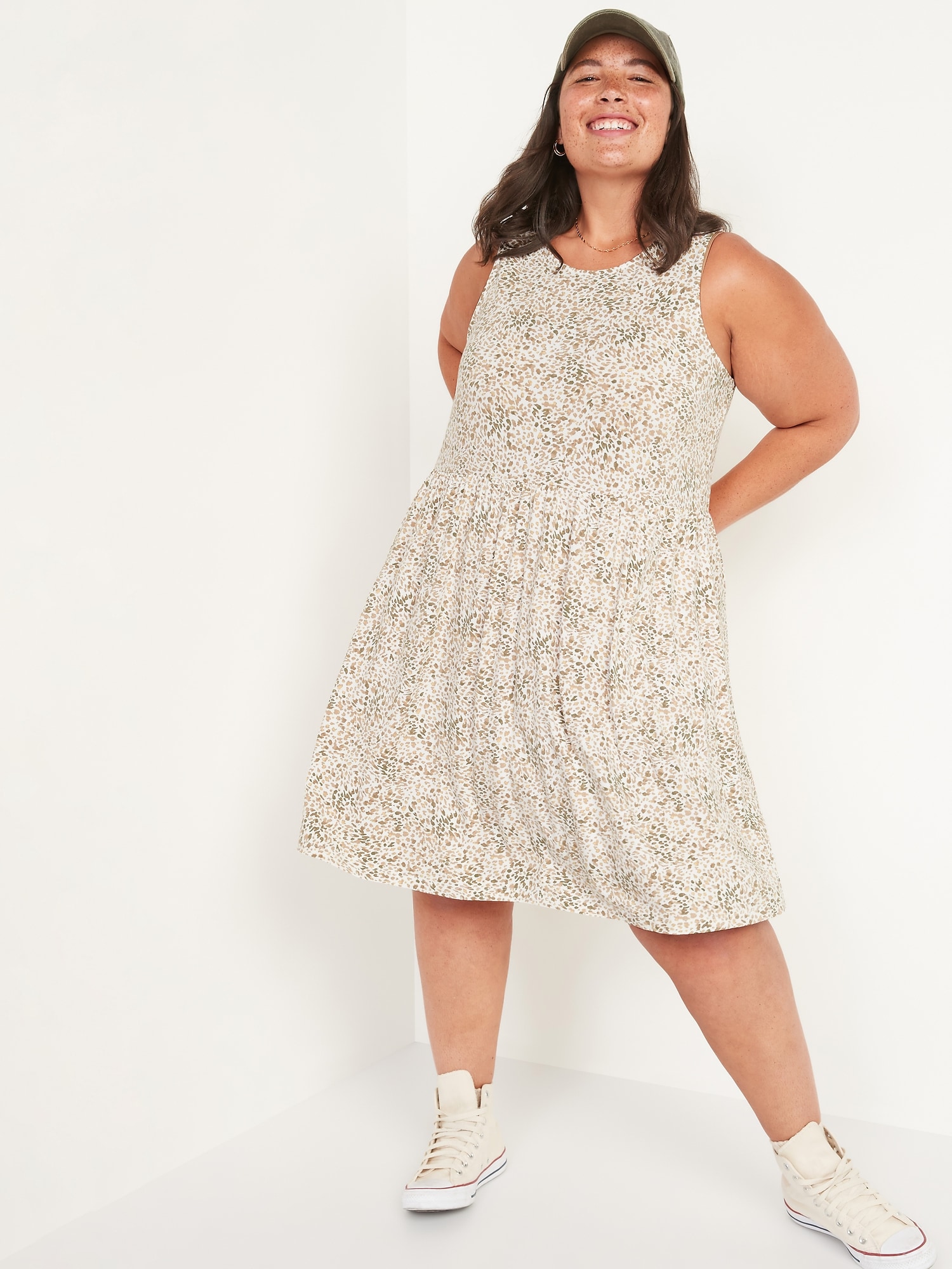 Sleeveless Printed Jersey-Knit Swing Dress for Women | Old Navy