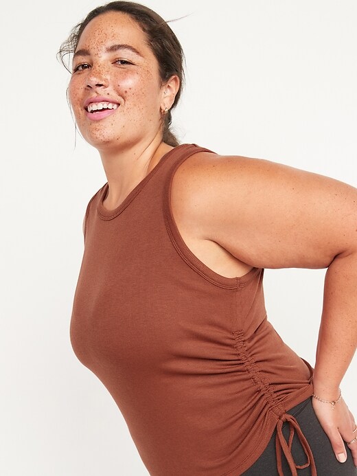 Image number 7 showing, UltraLite Rib-Knit Side-Cinch Cropped Tank Top for Women
