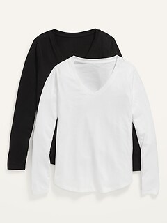 EveryWear V-Neck Long-Sleeve T-Shirt 2-Pack with Women
