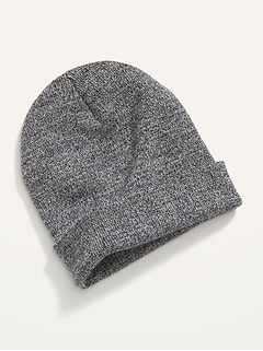 Gender-Neutral Marled Wide-Cuff Beanie Hat for Adults