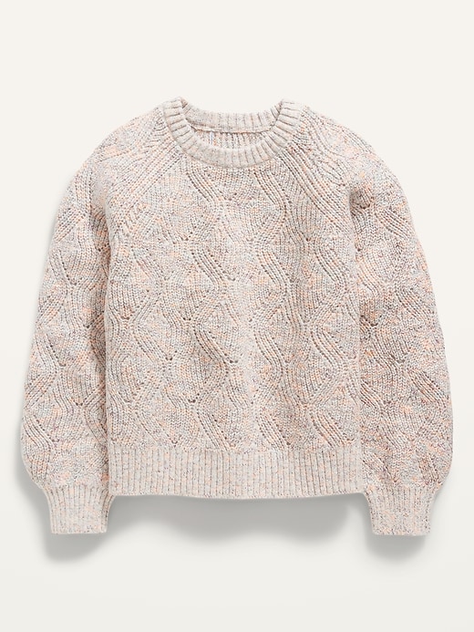 View large product image 1 of 2. Textured Shaker-Stitch Space-Dye Sweater for Girls