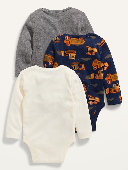 View large product image 2 of 2. Unisex 3-Pack Long-Sleeve Bodysuit for Baby
