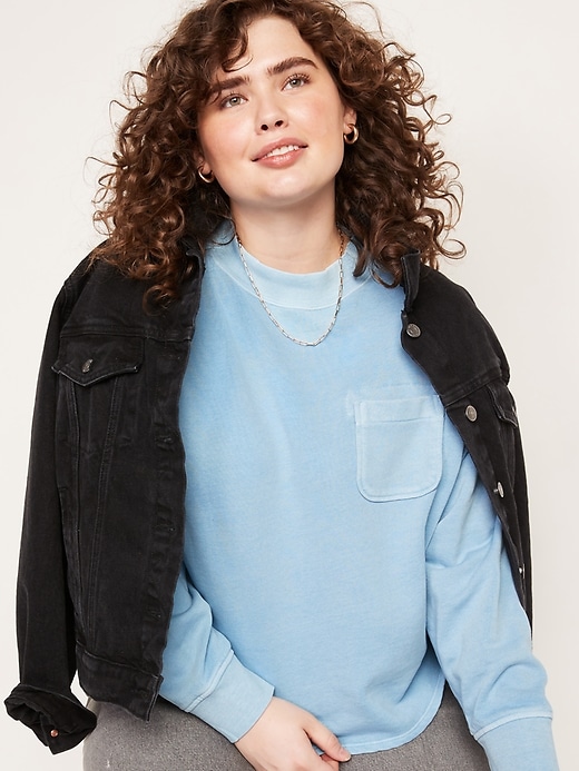 Image number 7 showing, Slouchy Mock-Neck Garment-Dyed Sweatshirt for Women