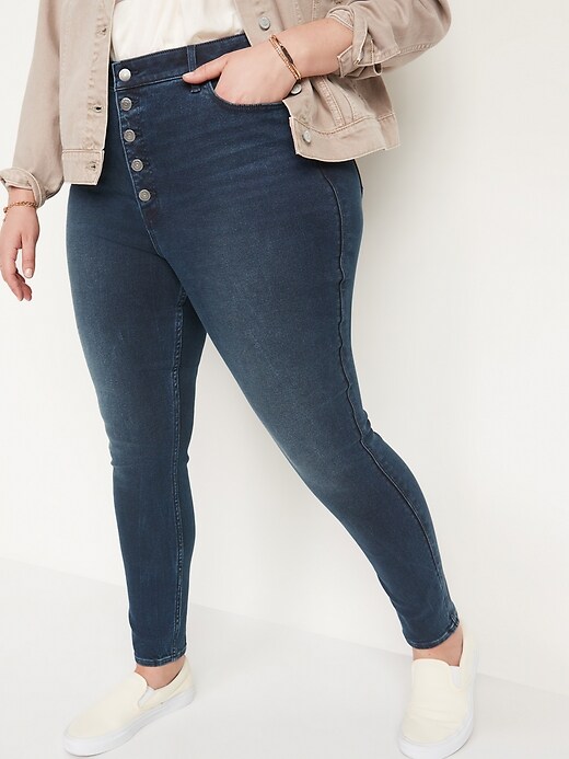 Image number 7 showing, Extra High-Waisted Rockstar 360° Stretch Super Skinny Button-Fly Jeans for Women