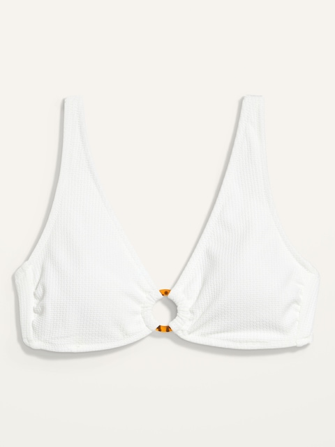 Textured-Pique O-Ring Swim Top