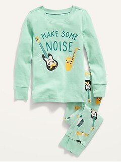 Unisex Long-Sleeve Printed Pajama Set for Toddler & Baby