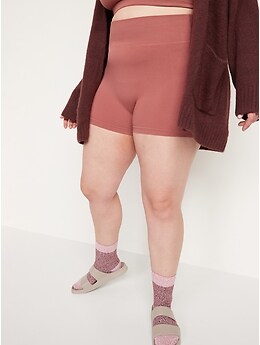 High-Waisted Seamless Rib-Knit Biker Shorts -- 3.25-inch inseam