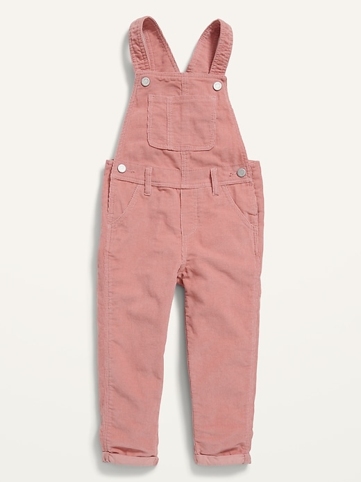 Old Navy Unisex Slouchy Straight Pink-Wash Corduroy Overalls for Toddler. 1