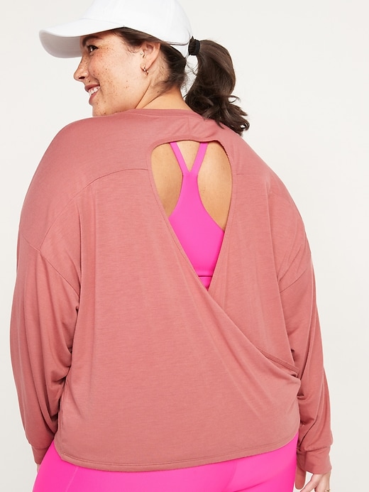 Image number 8 showing, Ultra-Lite Long-Sleeve Cutout Wrap-Back Top for Women
