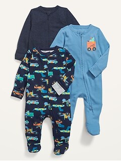Unisex 3-Pack Sleep & Play Footed One-Piece for Baby