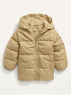 Unisex Solid Frost-Free Hooded Puffer Jacket for Toddler