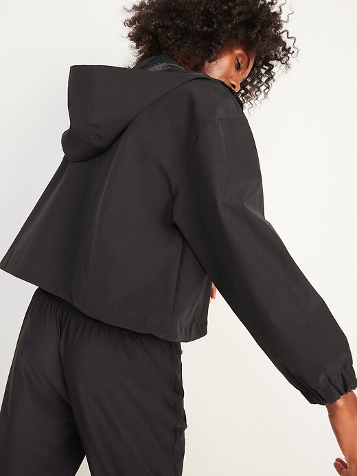 Image number 6 showing, Water-Resistant Hooded Cropped Utility Jacket for Women