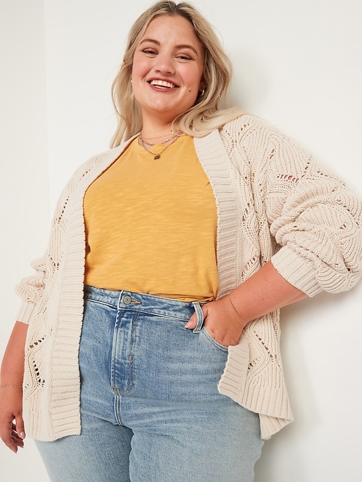 Pointelle open clearance cardigan