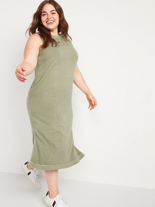 Image number 4 showing, Vintage Specially Dyed Sleeveless Midi T-Shirt Shift Dress for Women