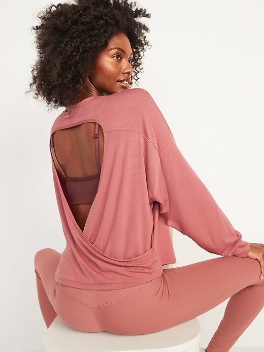Image number 6 showing, Ultra-Lite Long-Sleeve Cutout Wrap-Back Top for Women