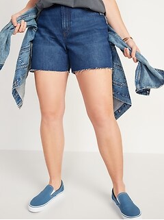 High-Waisted Slouchy Straight Cut-off Jean Shorts For Women -- 5-inch inseam