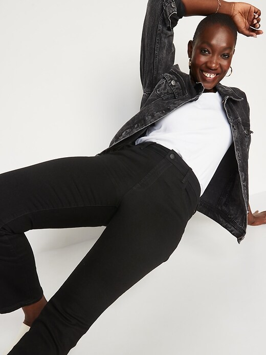 Image number 3 showing, Mid-Rise Power Slim Straight Black Jeans for Women