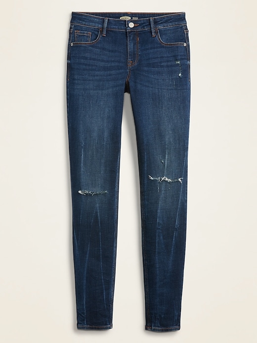 Image number 4 showing, Mid-Rise Rockstar Super-Skinny Distressed Jeans for Women