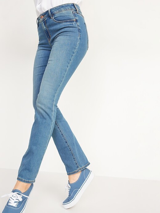 Image number 5 showing, Mid-Rise Medium-Wash Kicker Boot-Cut Jeans for Women