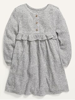 Long-Sleeve Thermal Henley Dress for Toddler Girls
