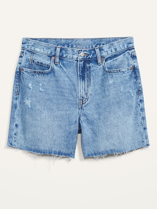 Image number 4 showing, High-Waisted Slouchy Cut-Off Jean Shorts for Women -- 5-inch inseam