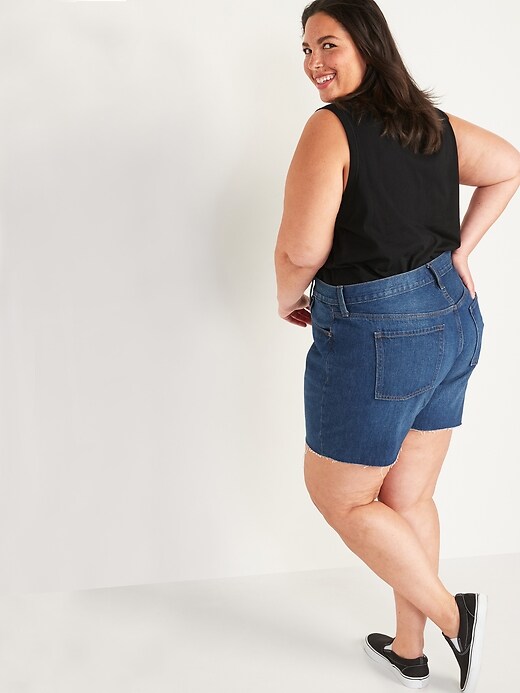 Image number 8 showing, High-Waisted Slouchy Straight Cut-off Jean Shorts For Women -- 5-inch inseam