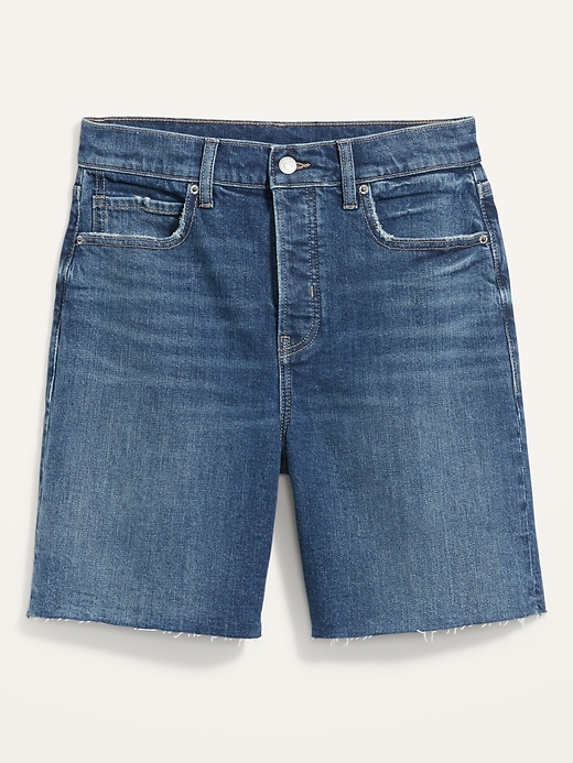 Image number 4 showing, Extra High-Waisted Sky-Hi Button-Fly Cut-Off Jean Shorts for Women -- 7-inch inseam