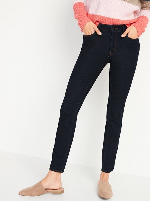 Image number 5 showing, Mid-Rise Pop Icon Skinny Dark-Wash Jeans for Women