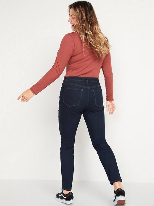 Image number 2 showing, Mid-Rise Pop Icon Skinny Dark-Wash Jeans for Women