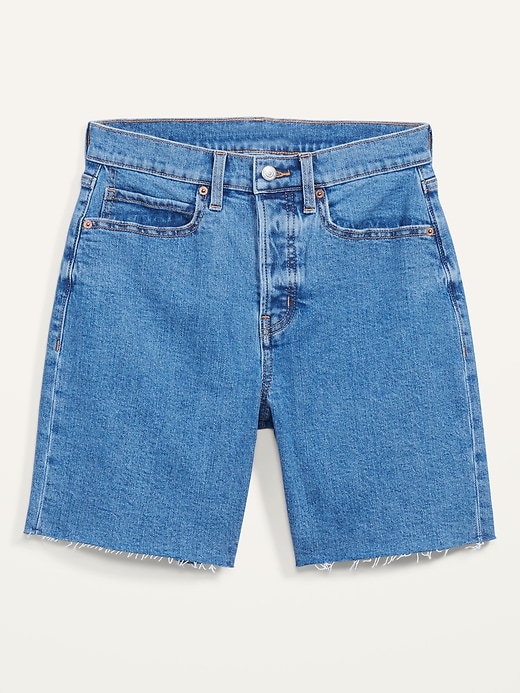 Image number 4 showing, Extra High-Waisted Sky-Hi Button-Fly Cut-Off Jean Shorts for Women -- 7-inch inseam