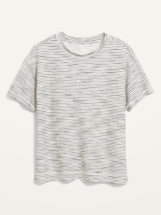 L'image numéro 4 présente T-shirt ample rétro à rayures texturées pour Femme