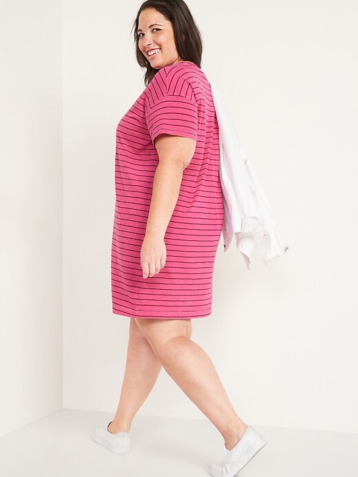 Image number 8 showing, Loose Vintage Garment-Dyed Striped T-Shirt Shift Dress for Women
