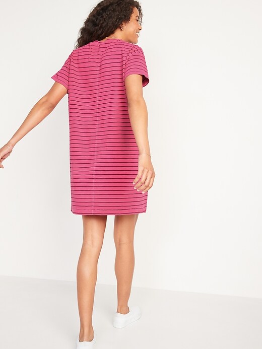 Image number 6 showing, Loose Vintage Garment-Dyed Striped T-Shirt Shift Dress for Women