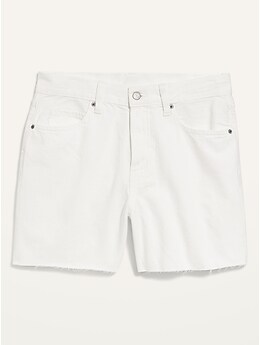 High-Waisted Slouchy Straight White Cut-Off Jean Shorts for Women -- 5-inch inseam