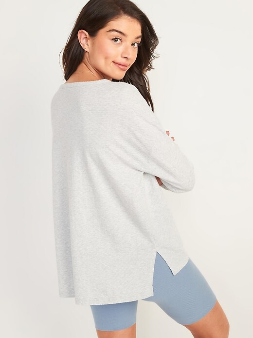 Image number 6 showing, Oversized Pointelle-Knit Pajama Tunic Top