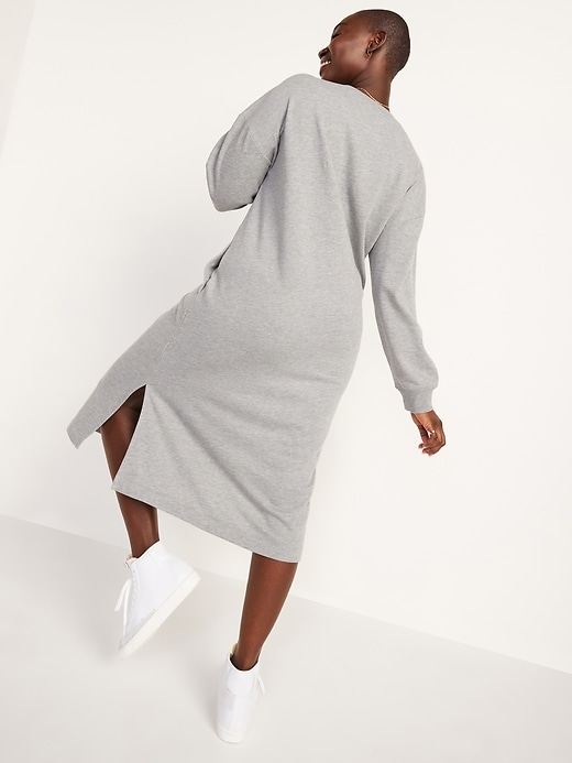 Image number 2 showing, French-Terry Sweatshirt Midi Shift Dress