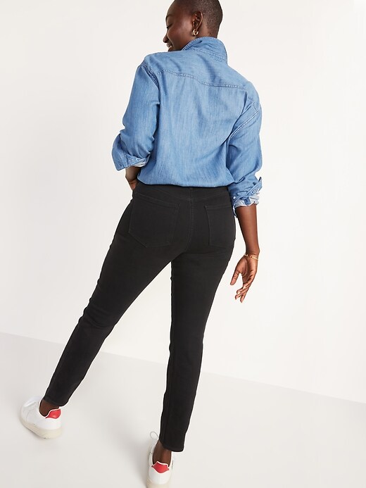 Image number 2 showing, Mid-Rise Straight Black Jeans for Women
