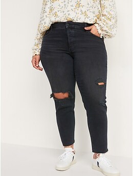 High-Waisted O.G. Straight Button-Fly Cut-Off Jeans for Women