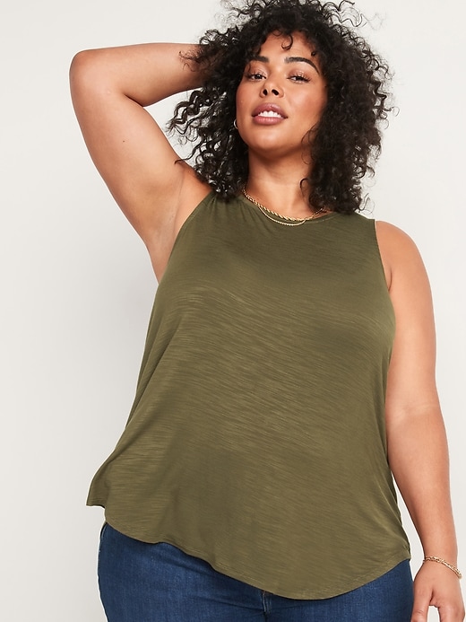 Image number 1 showing, Luxe High-Neck Slub-Knit Tank Top for Women