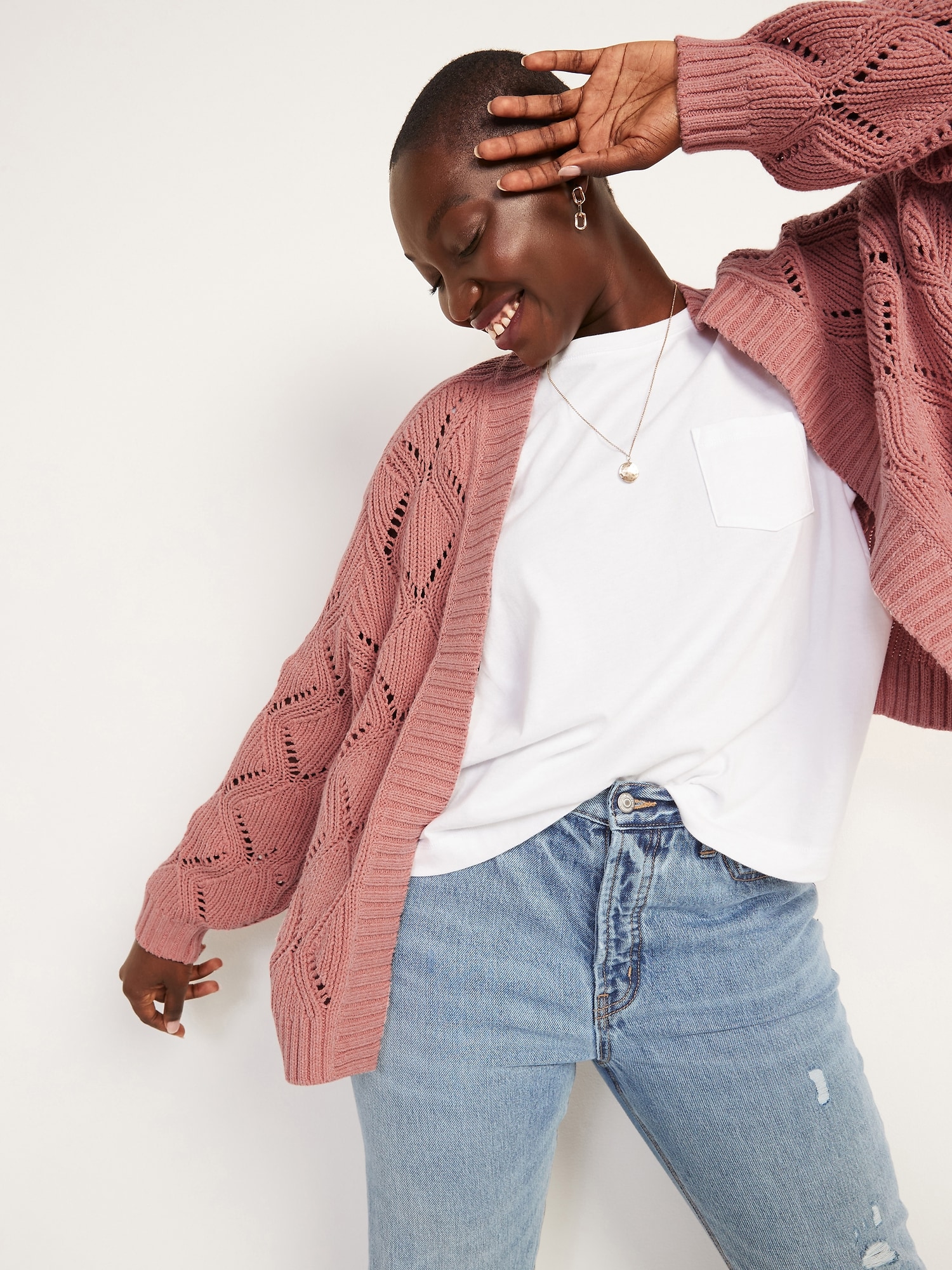 Pink cardigan hot sale old navy