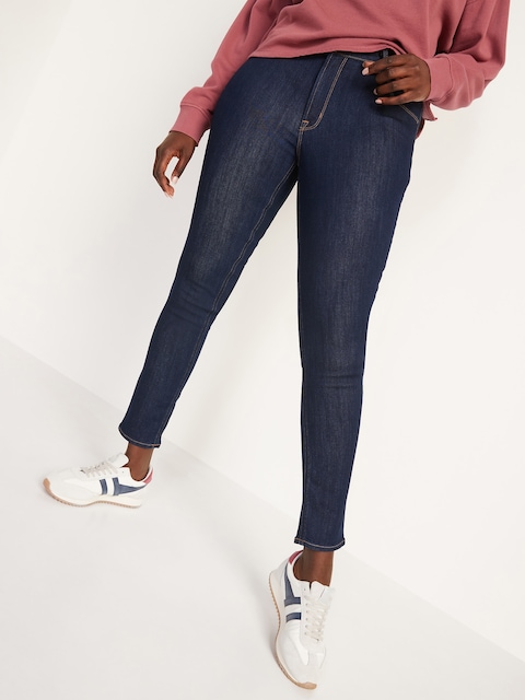 Mid-Rise Dark-Wash Skinny Jeans for Women