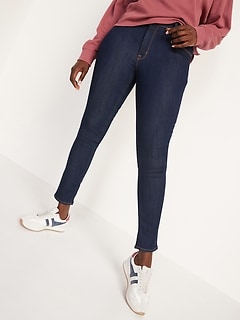 Mid-Rise Dark-Wash Skinny Jeans for Women