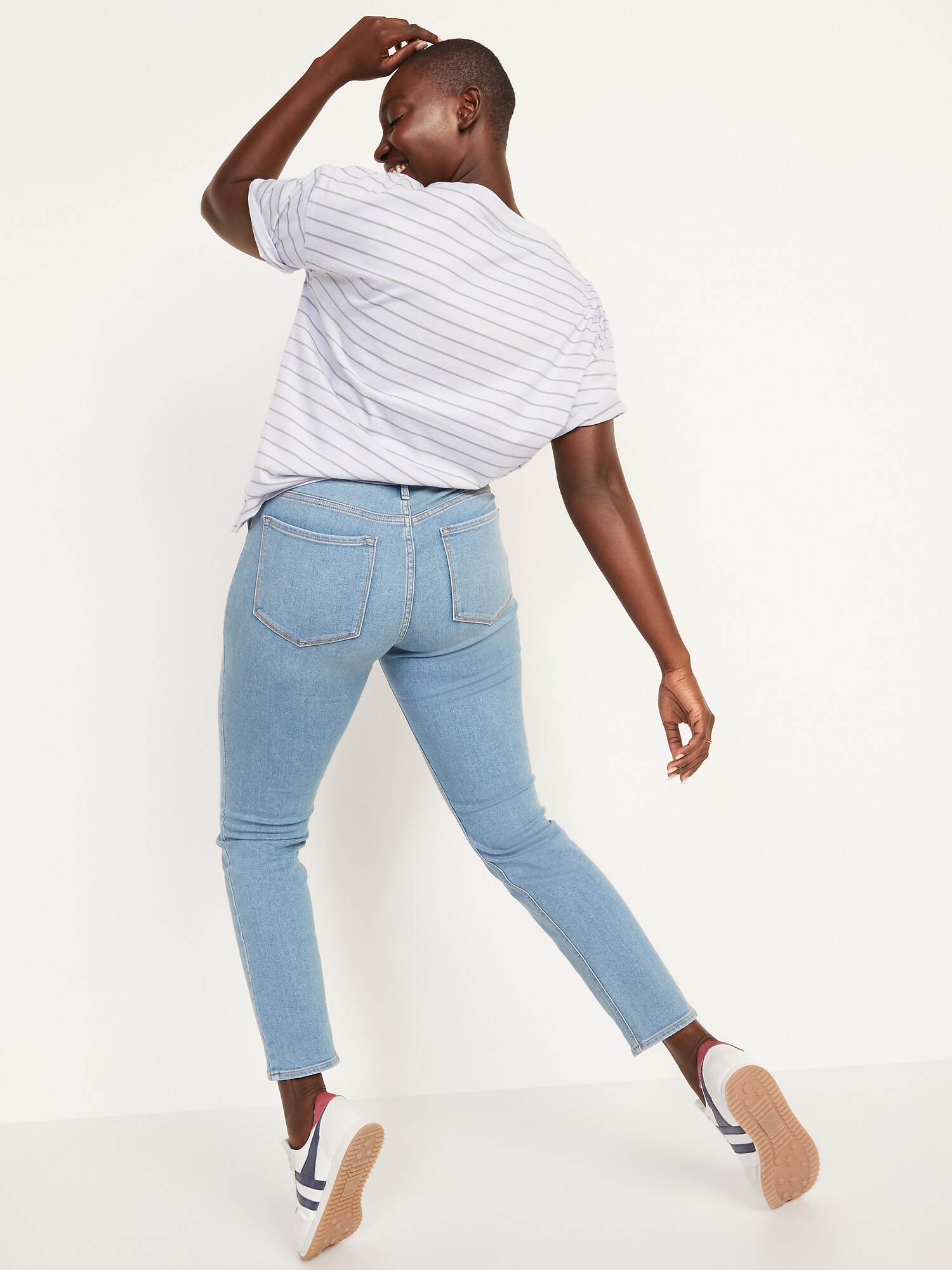 Mid-Rise Light-Wash Straight Jeans for Women
