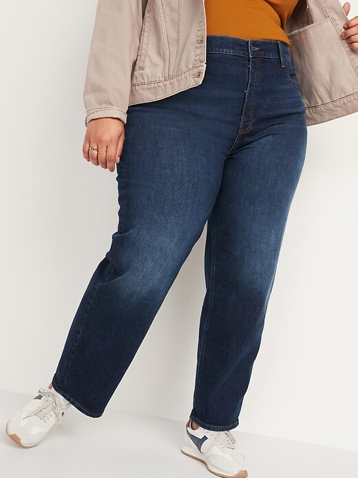 Image number 7 showing, Extra High-Waisted Button-Fly Sky-Hi Straight Jeans for Women
