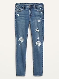 Mid-Rise Distressed Rockstar Super Skinny Jeans for Women