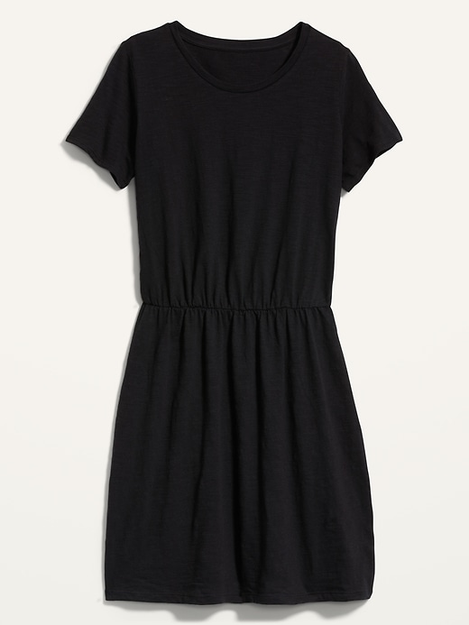 Image number 1 showing, Waist-Defined Slub-Knit Mini T-Shirt Dress for Women
