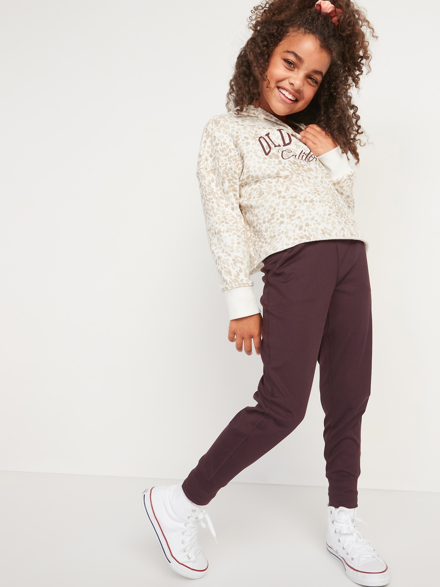 High-Waisted Rib-Knit Pocket Joggers for Girls | Old Navy