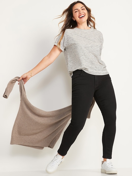 Image number 3 showing, Mid-Rise Super Skinny Black Jeans for Women